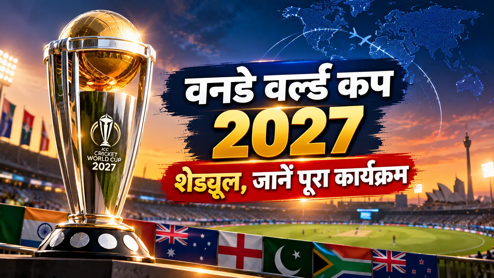 24 वनडे वर्ल्ड कप 2027 शेड्यूल के मुताबिक भारत 7 अक्टूबर को केप टाउन में ऑस्ट्रेलिया से भिड़ेगा, जानें पूरा कार्यक्रम और ग्रुप की जानकारी।